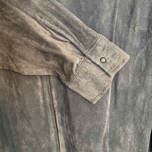 Chambray blue zip up suede jacket lightweight - Picture 4 of 5